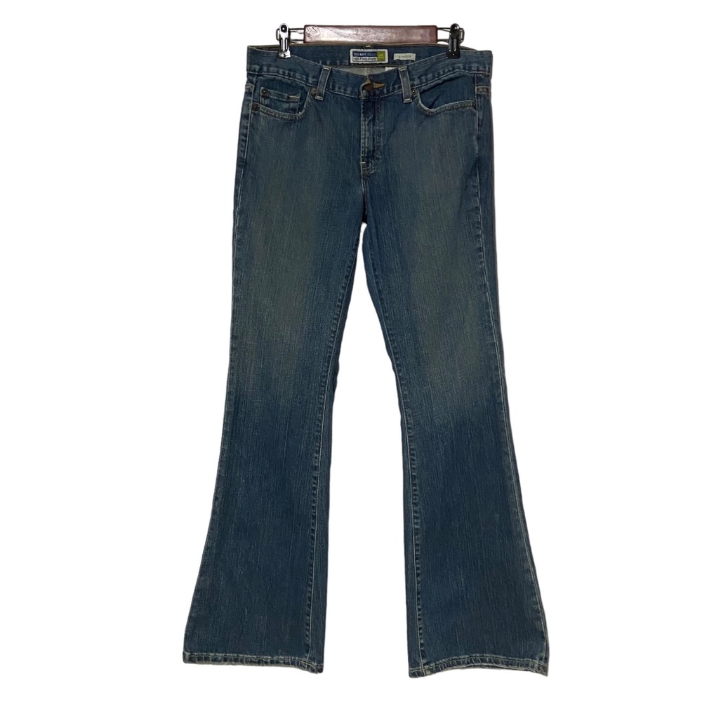 Y2K Vintage Flare Low Waist Stretch Dark Washed Old Navy Jeans Blue